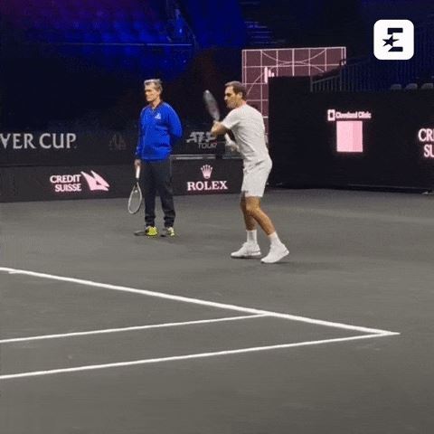 Федерер тренируется на Кубке Лэйвера 